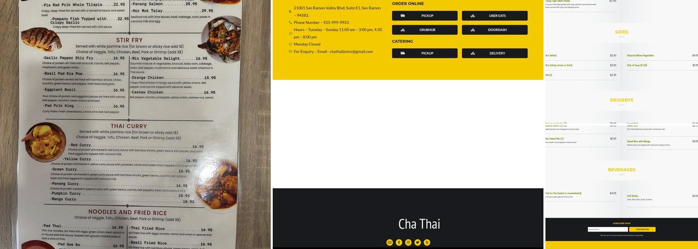 Cha Thai Bistro Menu