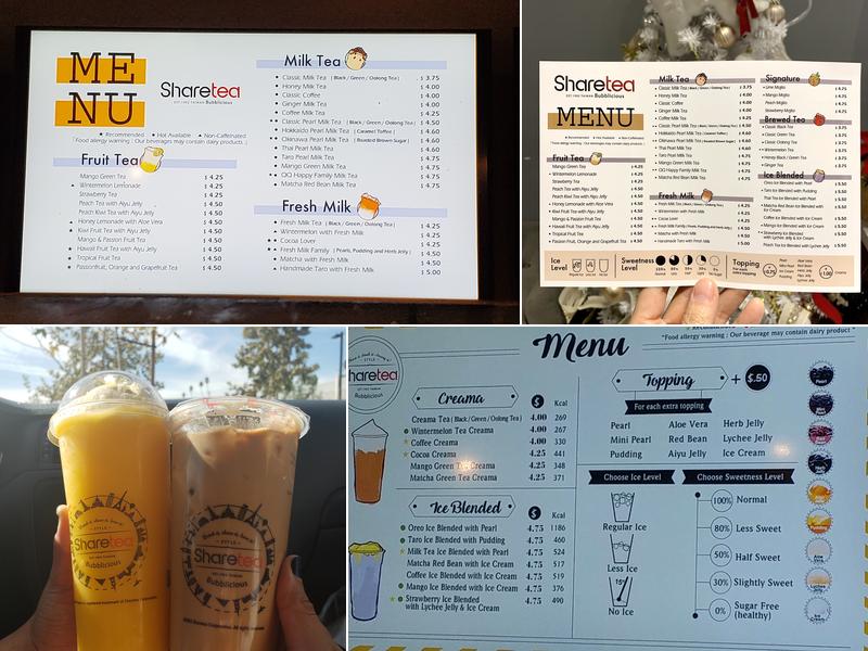 Sharetea Riverside Menu