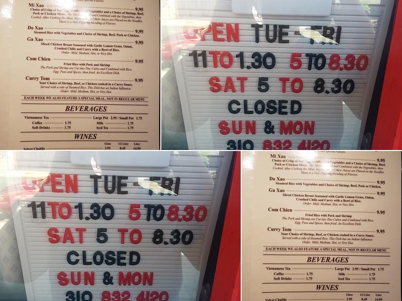 Nam's Red Door Vietnamese Menu