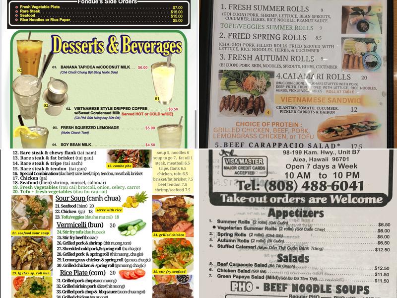 Cuu Long Vietnamese Restaurant Menu