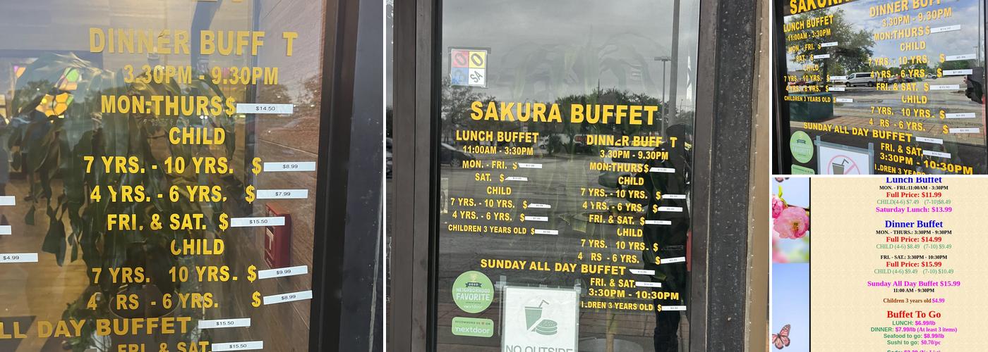Sakura Buffet Menu