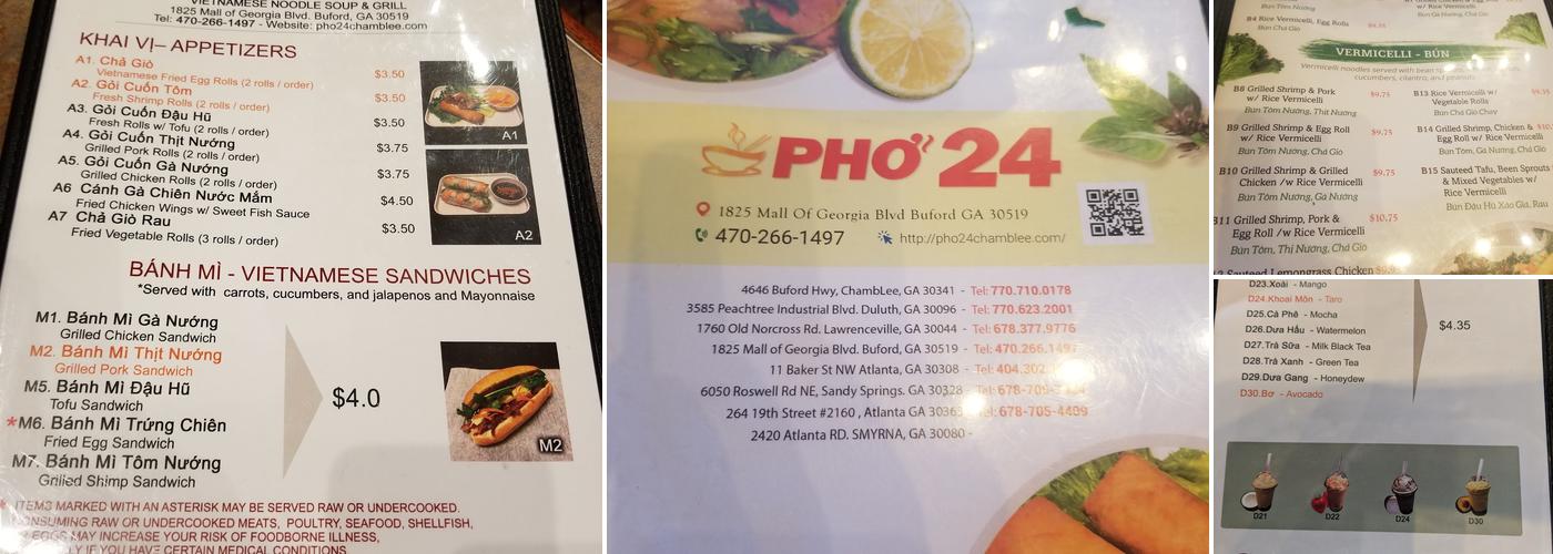 Pho 24 Menu