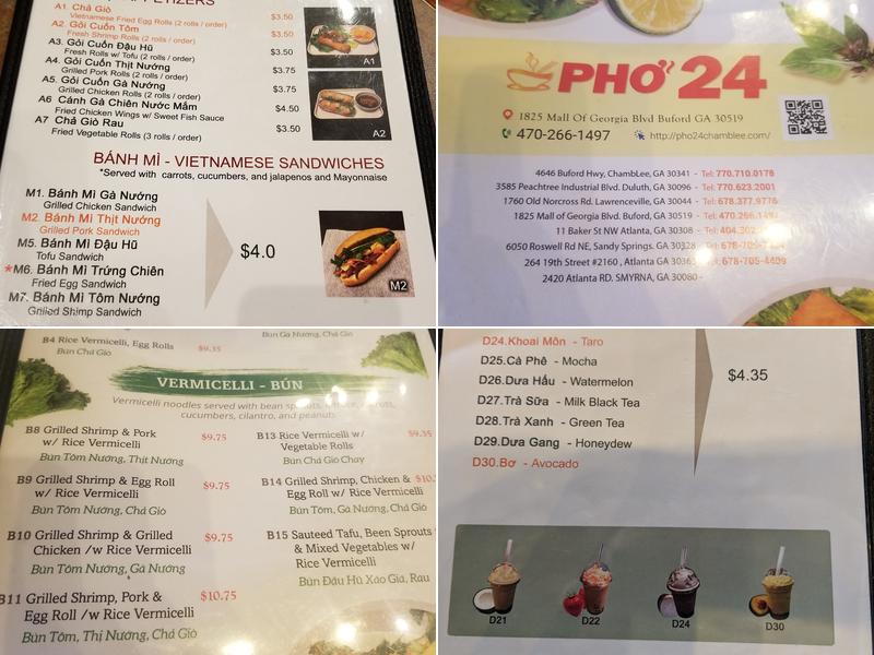 Pho 24 Menu