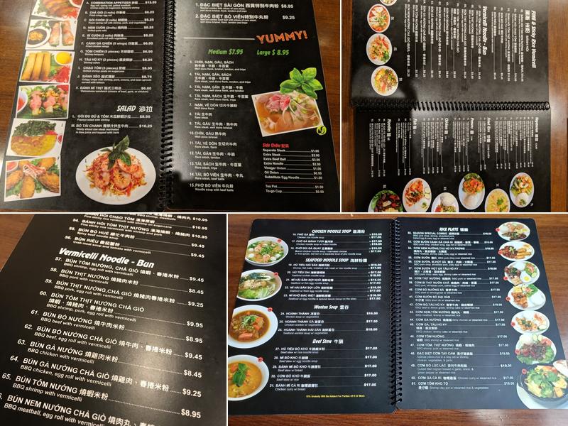 Pho Saigon Menu