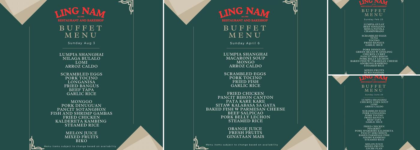 Ling Nam Restaurant and Bakeshop Menu