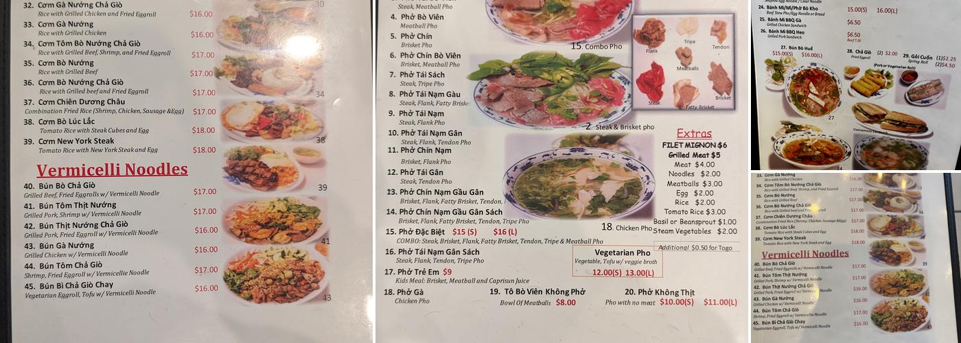 Phở Long Thịnh Menu
