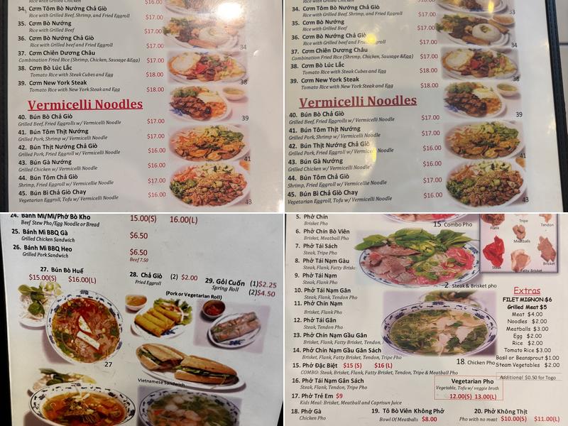 Phở Long Thịnh Menu