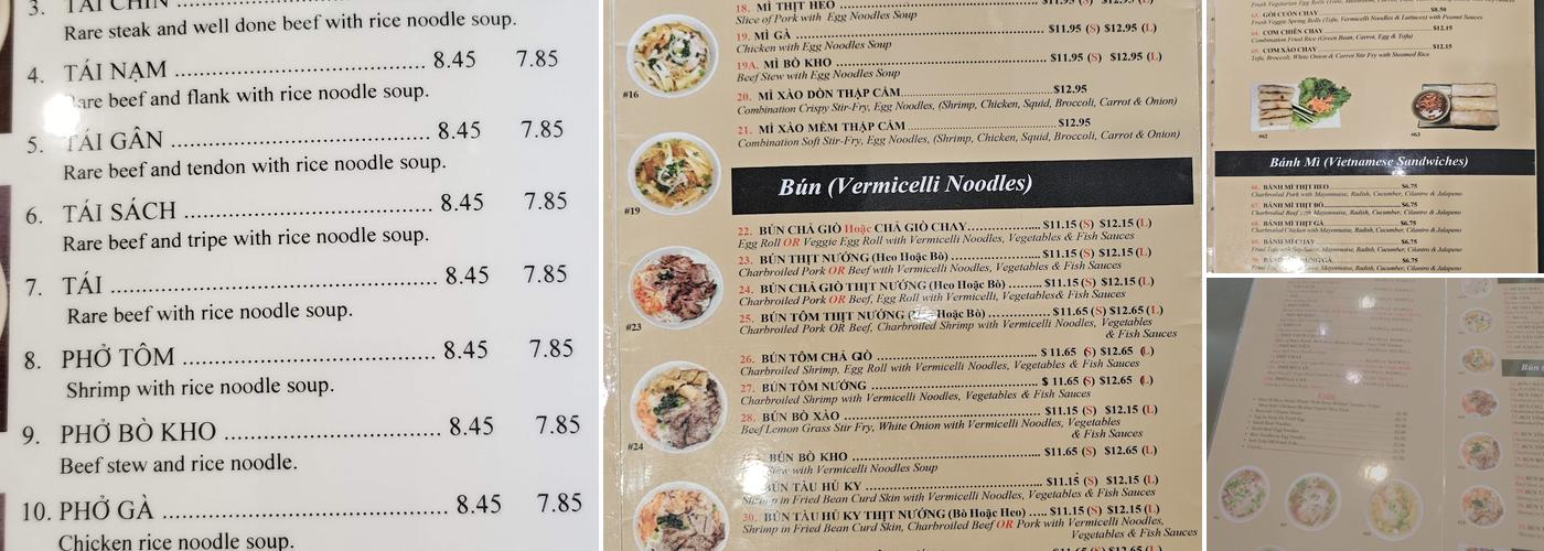 Pho So 1 Menu