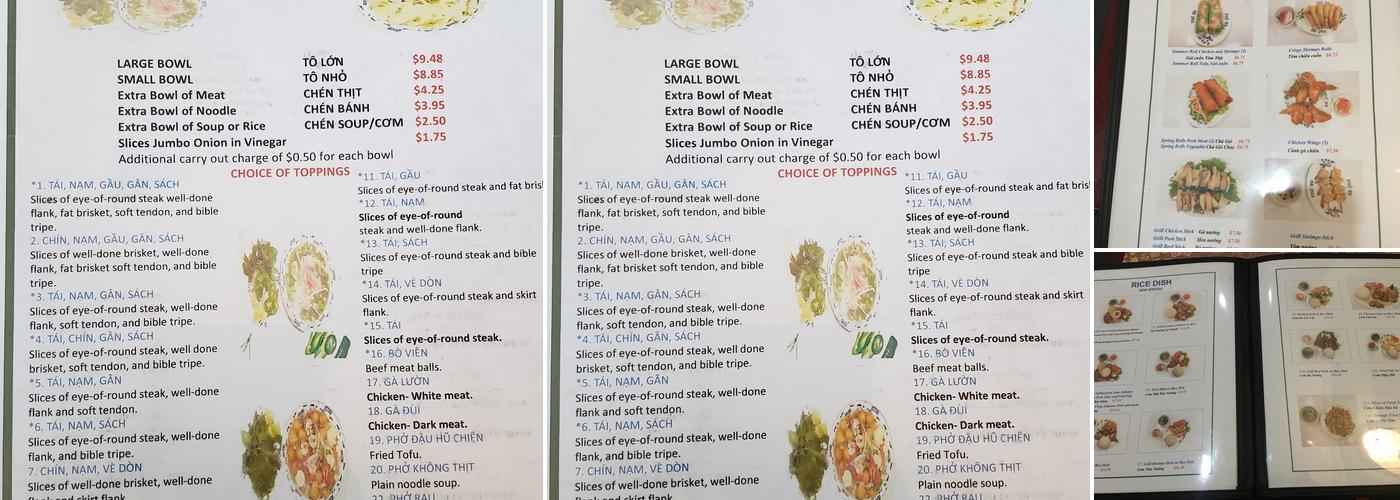 Pho New Menu