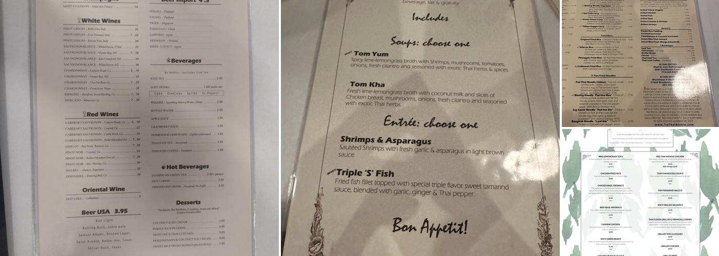 Thai Bistro Menu