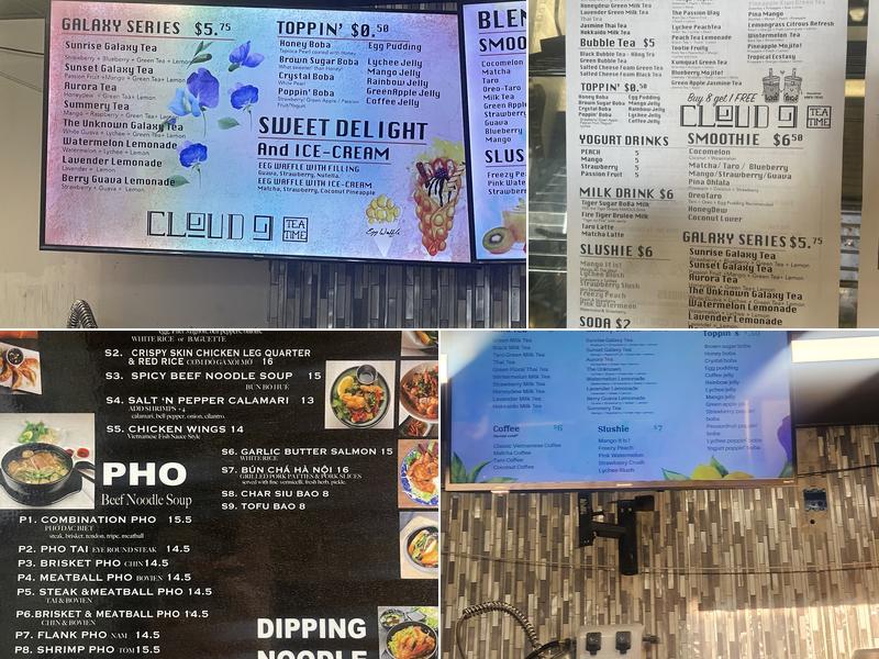 Cloud 9 Pho & Teatime Menu
