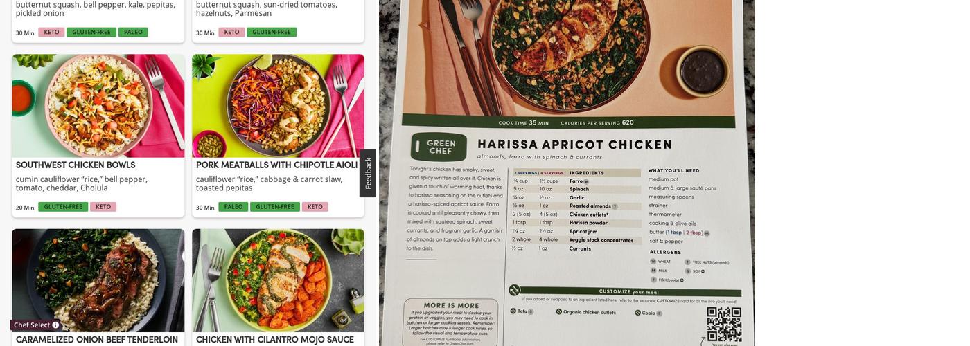 Green Chef Menu