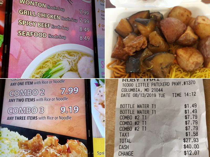 Ruby Thai Kitchen Columbia Menu