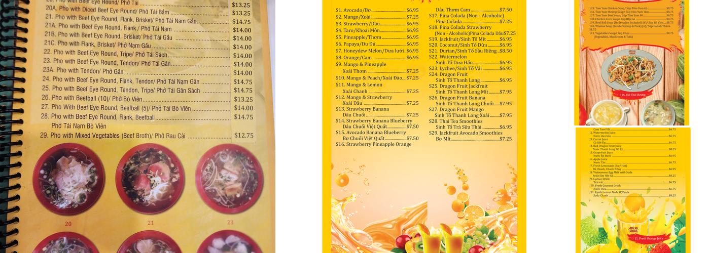 Phở & Café Saigon Menu