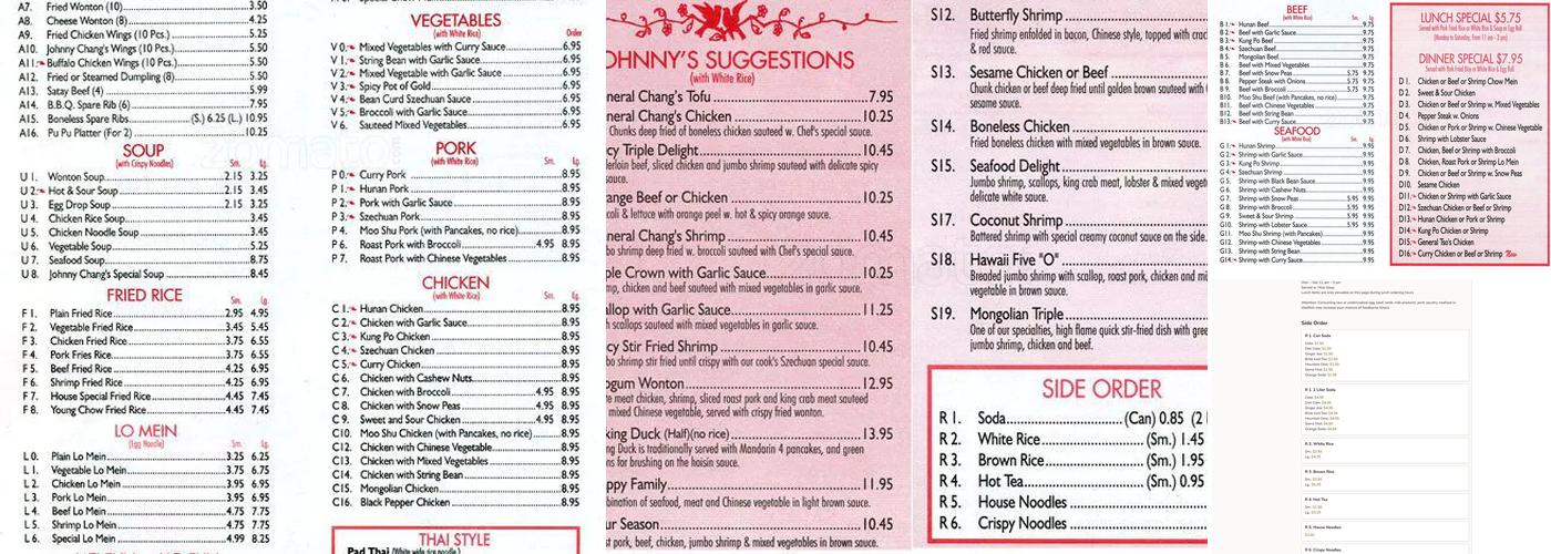 Johnny Chang's Menu