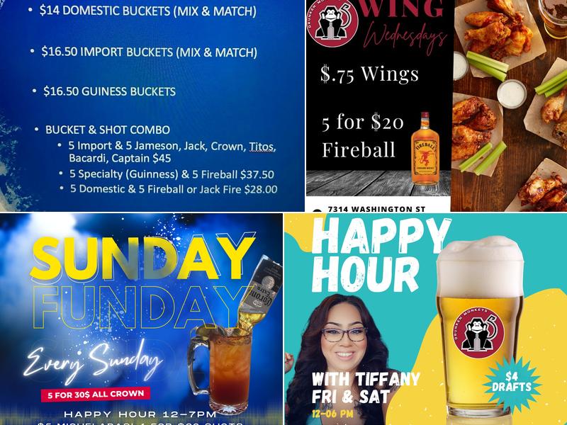 Drunken Monkeys Menu