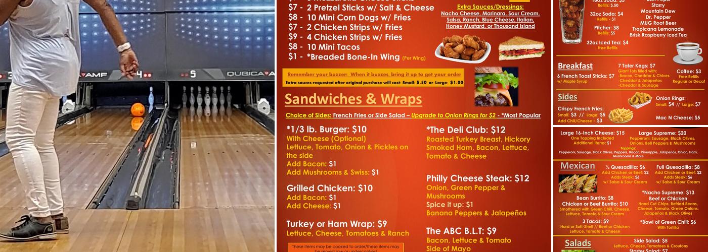 Arapahoe Bowling Center Menu
