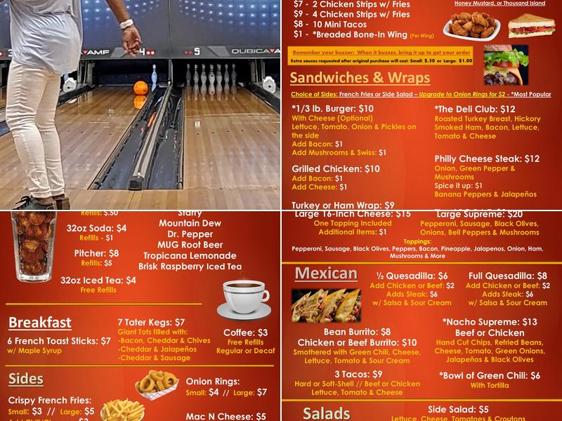 Arapahoe Bowling Center Menu