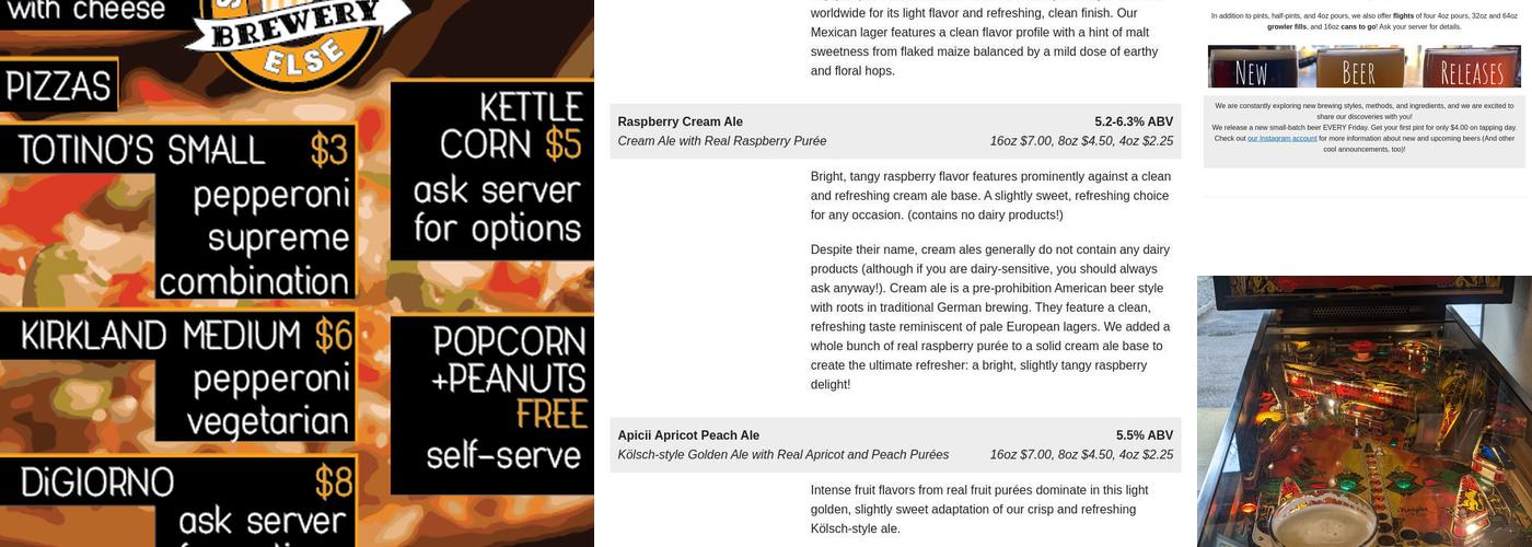 SomePlace Else Brewery Menu