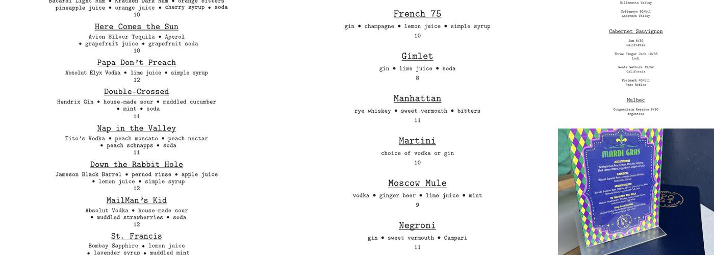 POST Menu