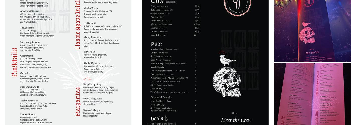 Pilcrow Cocktail Cellar Menu