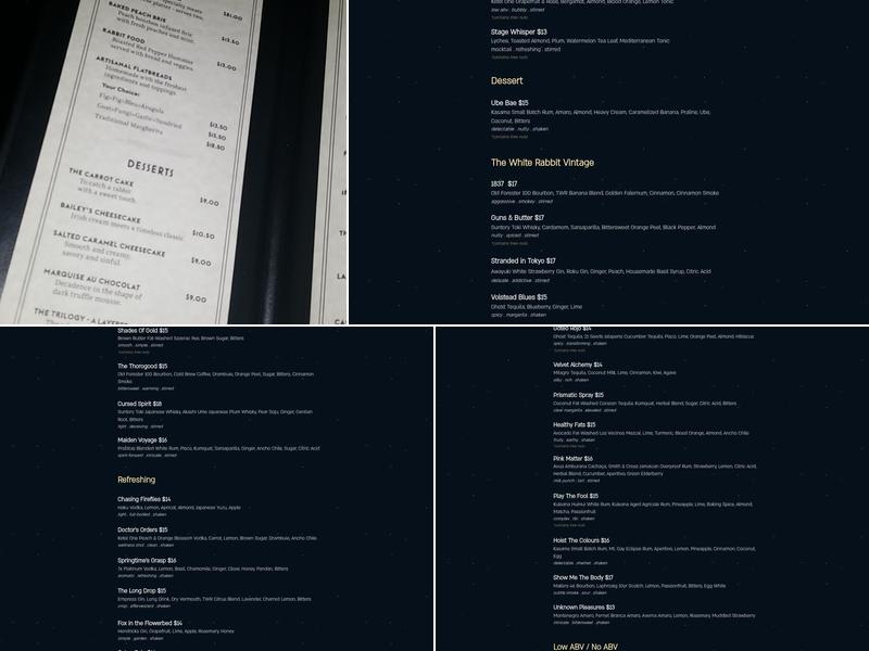 The White Rabbit Menu