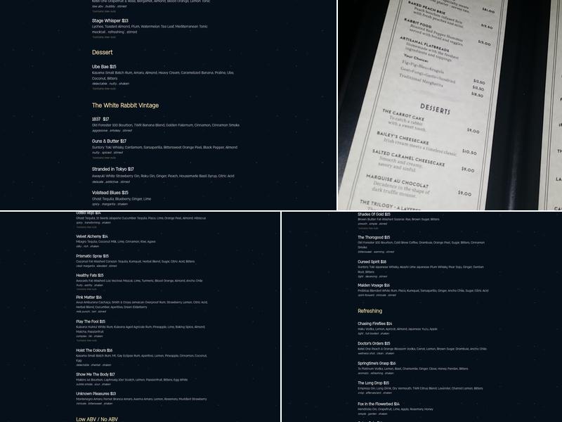 The White Rabbit Menu