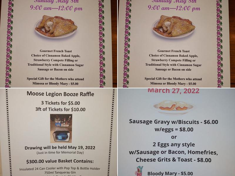 Loyal Order of Moose Menu