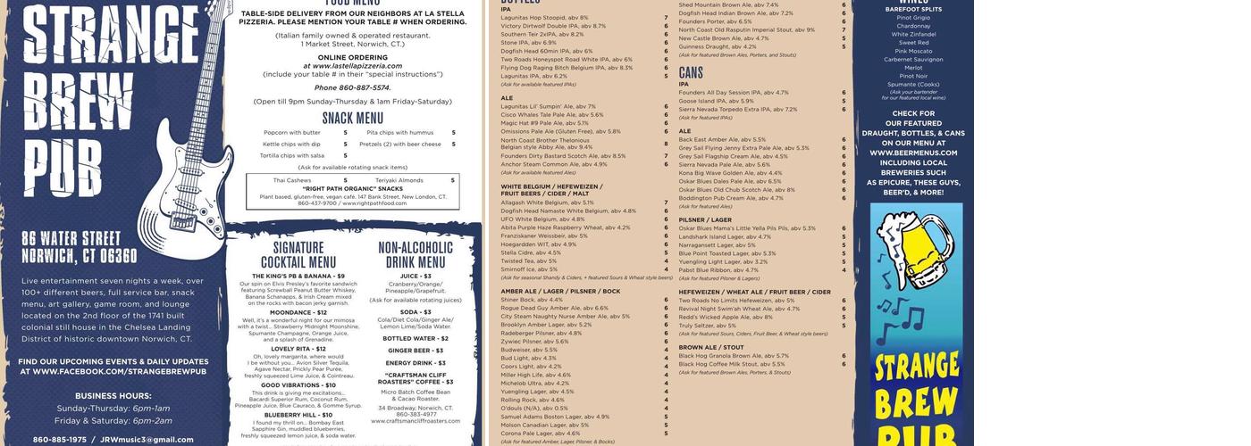 Strange Brew Pub Menu