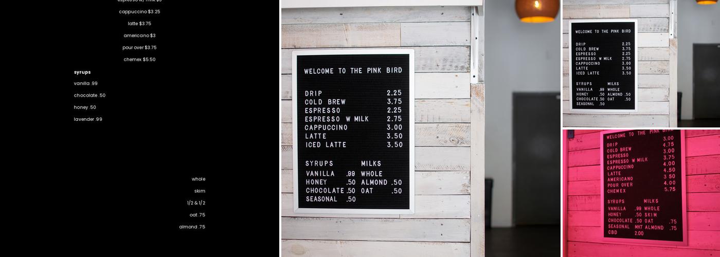 flamingo coffee Menu