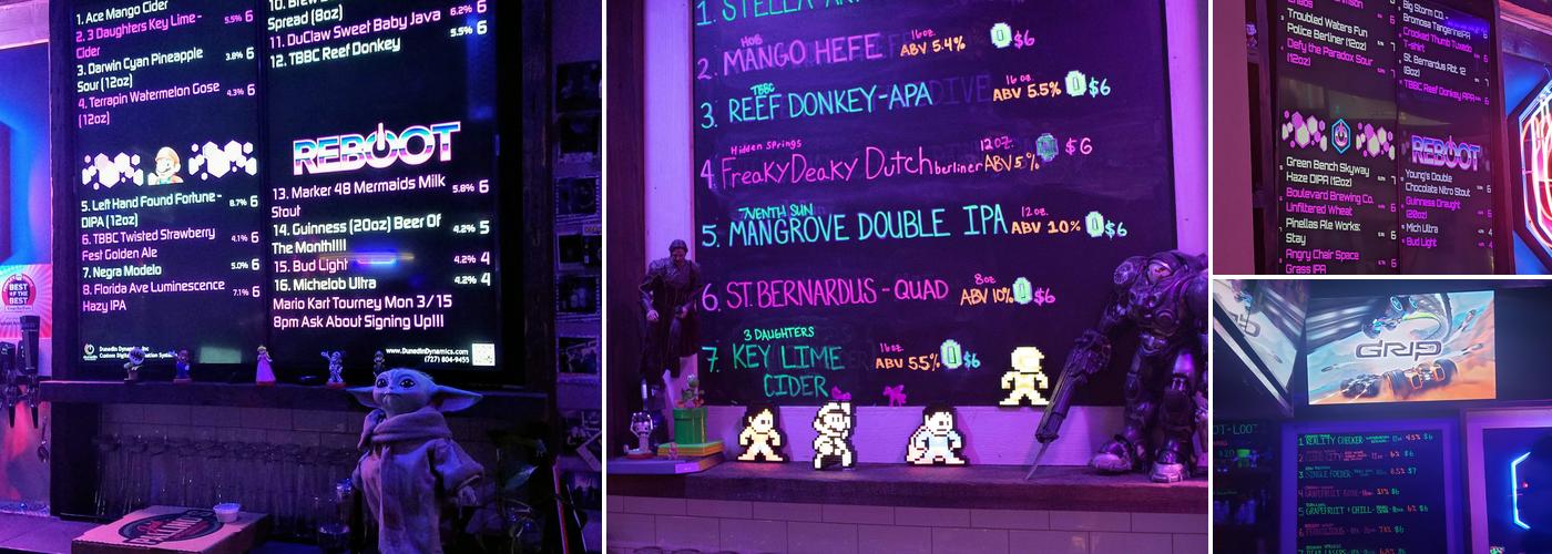 Reboot Arcade & Bar Menu