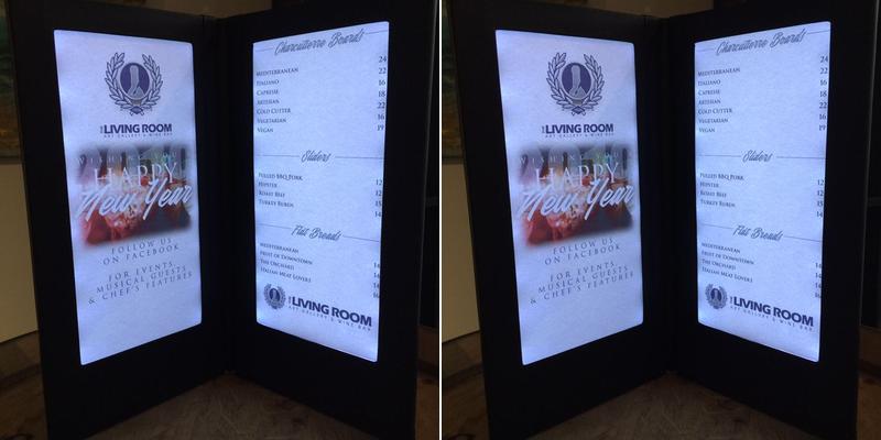 The Living Room Art Gallery & Virtual Lounge Menu