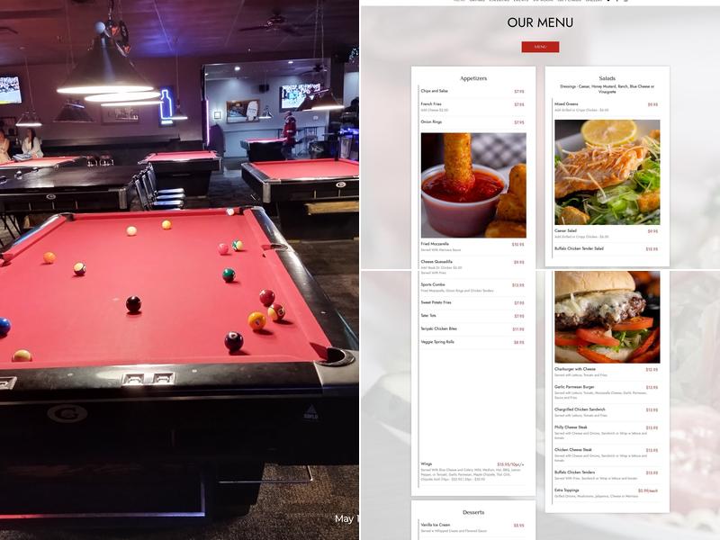 The Billiard Club Menu