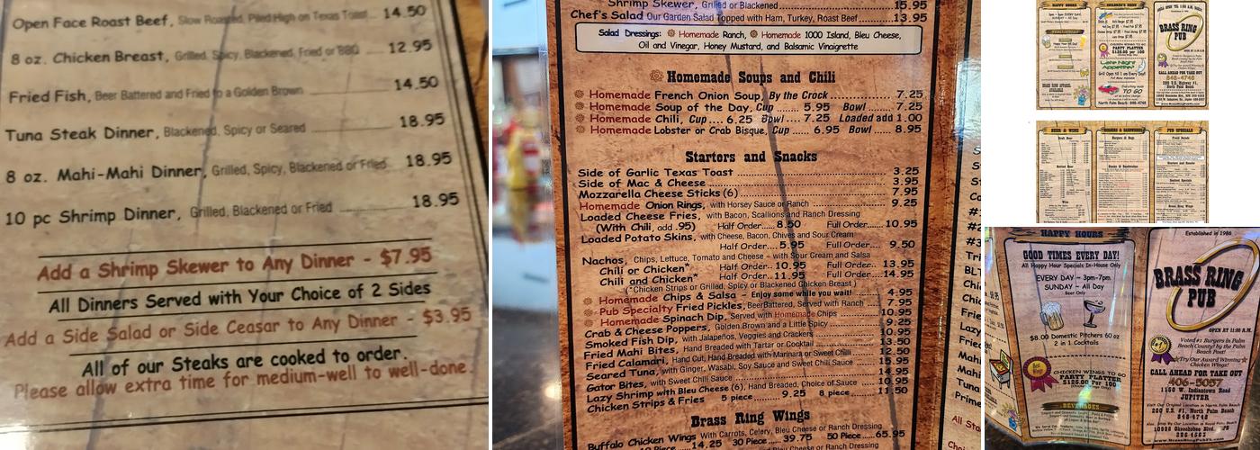 Brass Ring Pub Menu