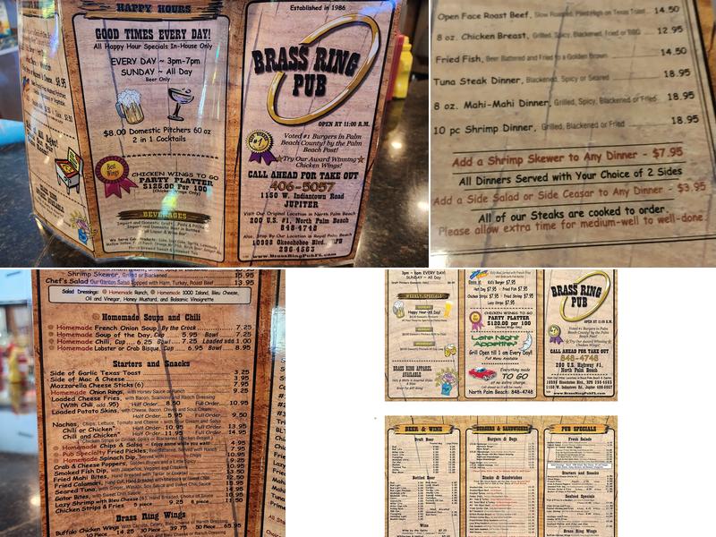 Brass Ring Pub Menu
