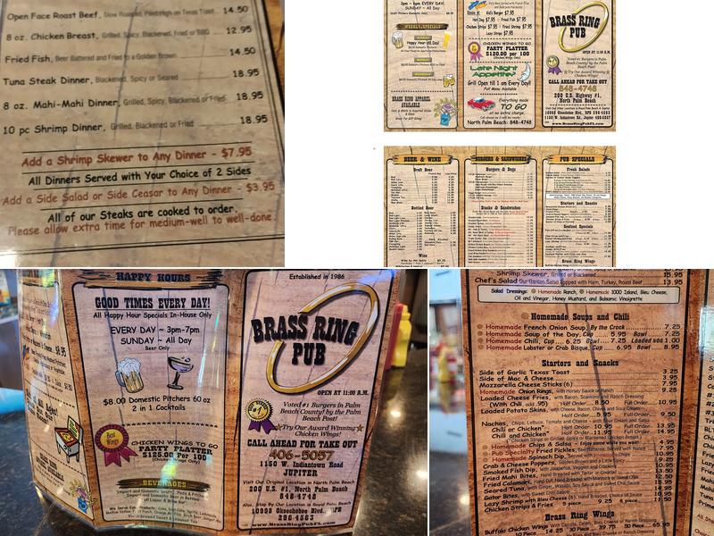 Brass Ring Pub Menu