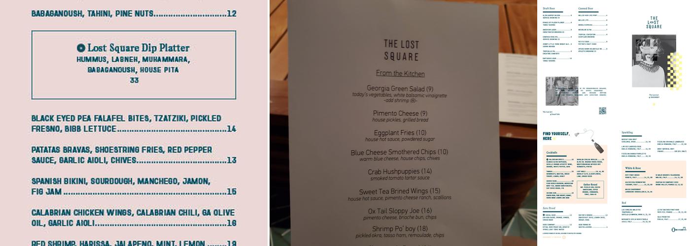 The Lost Square Menu