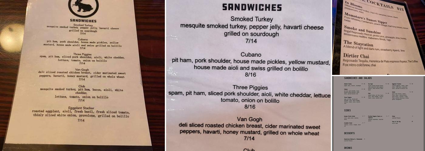 The Black Rabbit Menu