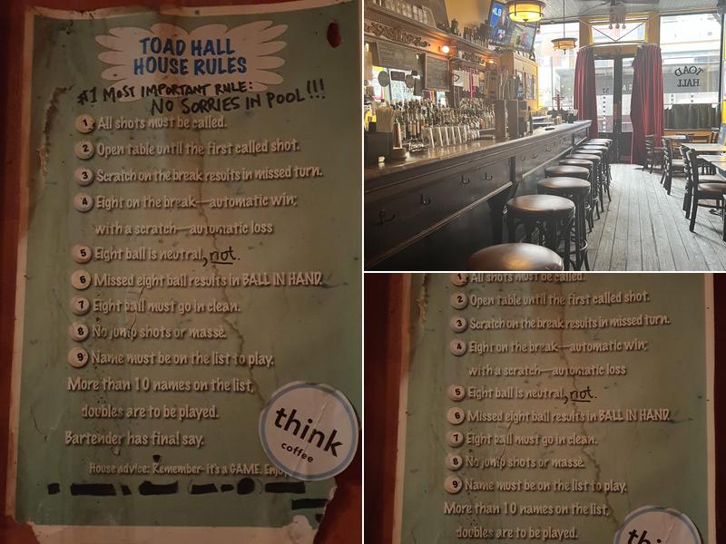 Toad Hall Menu