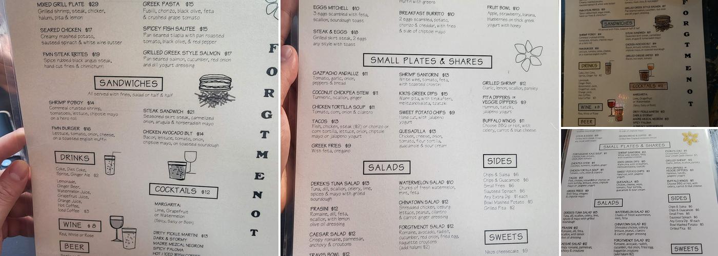 Forgtmenot Menu