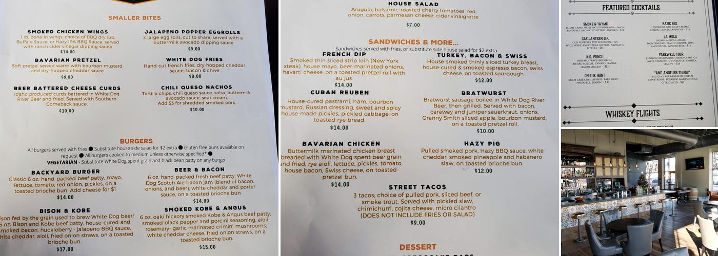 The Gas Lantern Drinking Company Menu