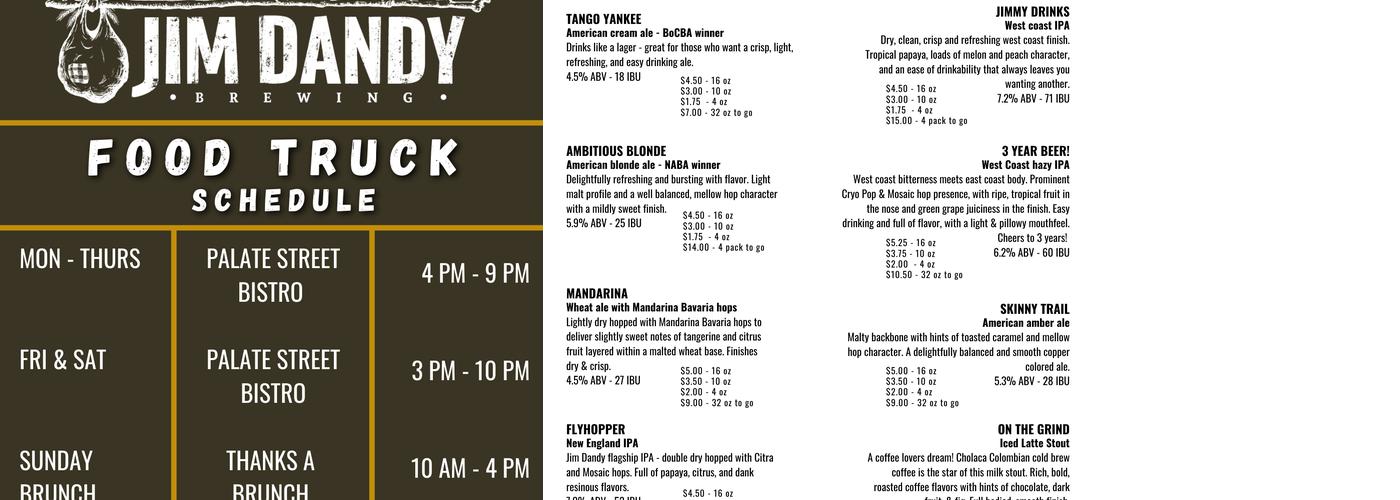 Jim Dandy Brewing Menu