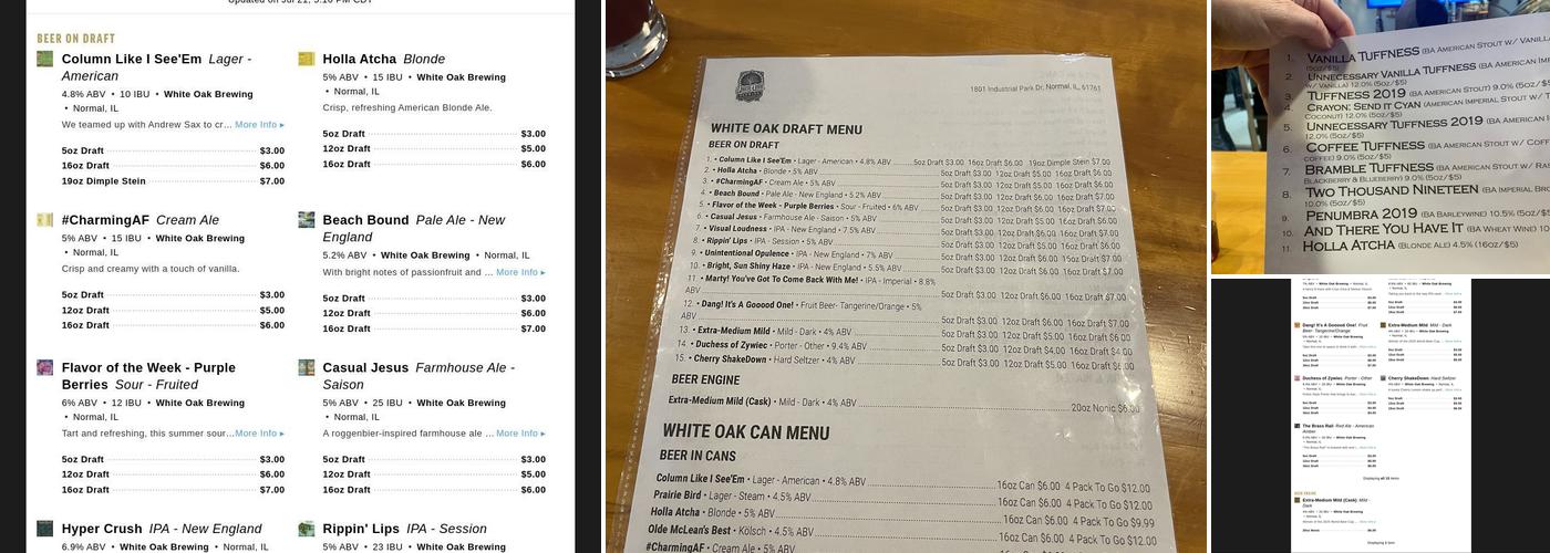 White Oak Brewing Menu