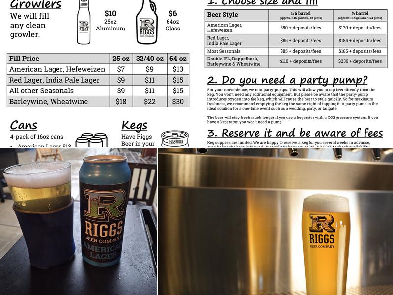 Riggs Beer Company Menu