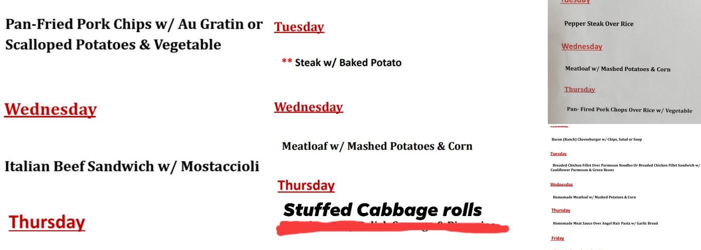 Stanley's Menu