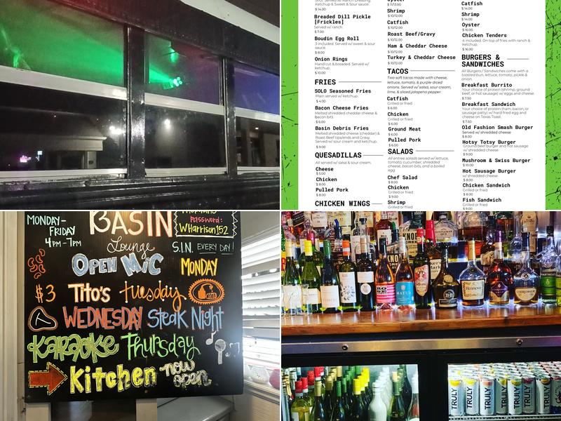 The Basin Lakeview Menu