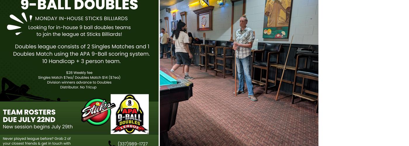 Sticks Billiards Menu
