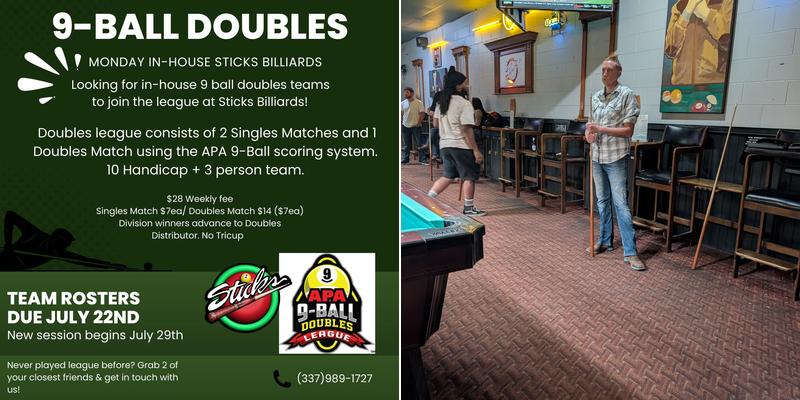 Sticks Billiards Menu