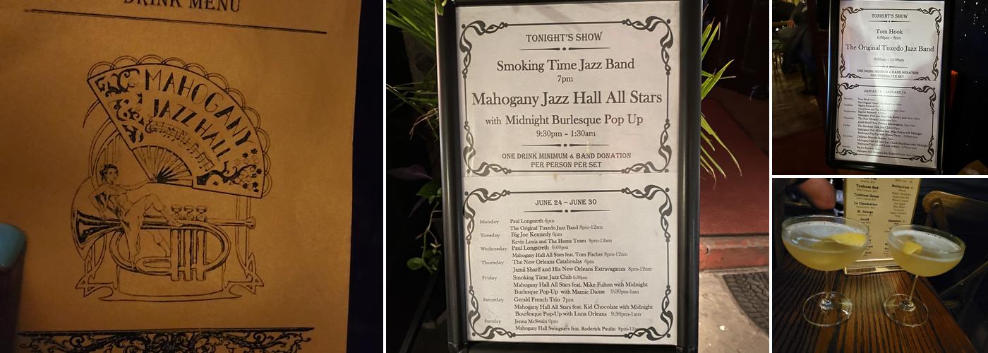 Mahogany Jazz Hall Menu