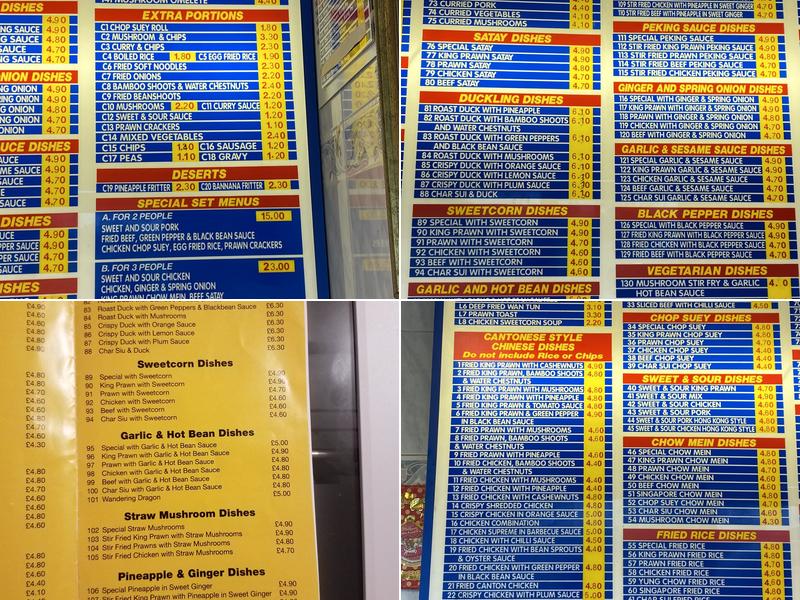 Lee's Chinese Takeaway Menu